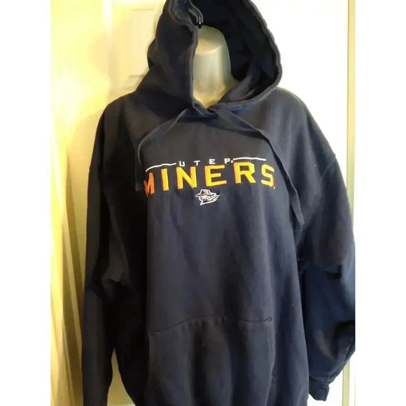 Miners U T E P Hoodie Blue Drawstring Pockets Sz XL University - Picture 1 of 7